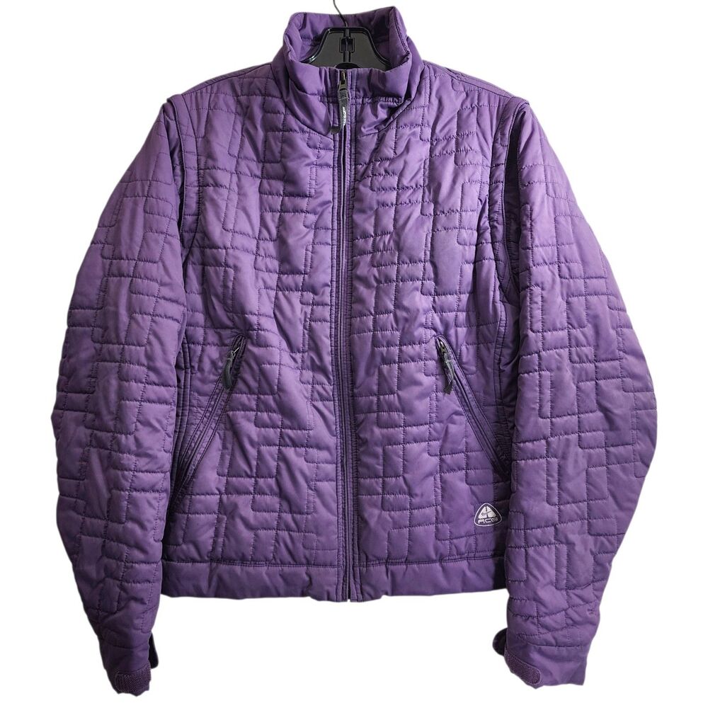 NIKE ACG Jacket Womens Medium Purple Puffer Quilted Removable Sleeves Outdoor
